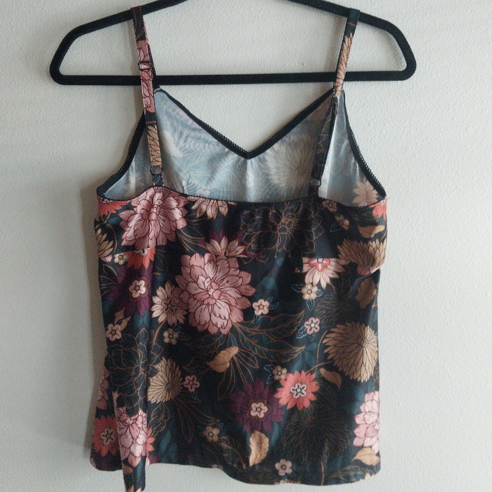 Democracy Multicolor Dark Floral Camisole Tank Top with Adjustable Straps - Picture 2 of 6